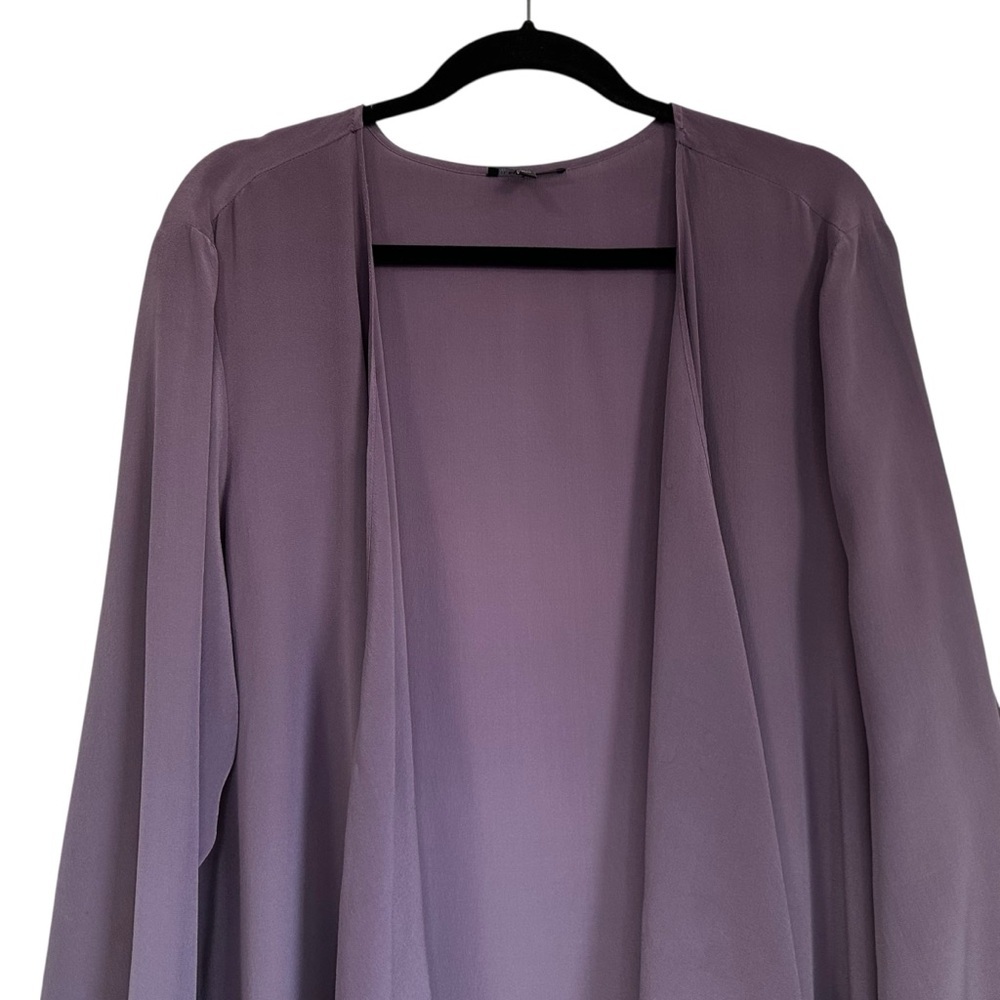 Eileen Fisher Womens Silk Linen Open Front Drape Cardigan Top Sz 2X Purple - Picture 3 of 8